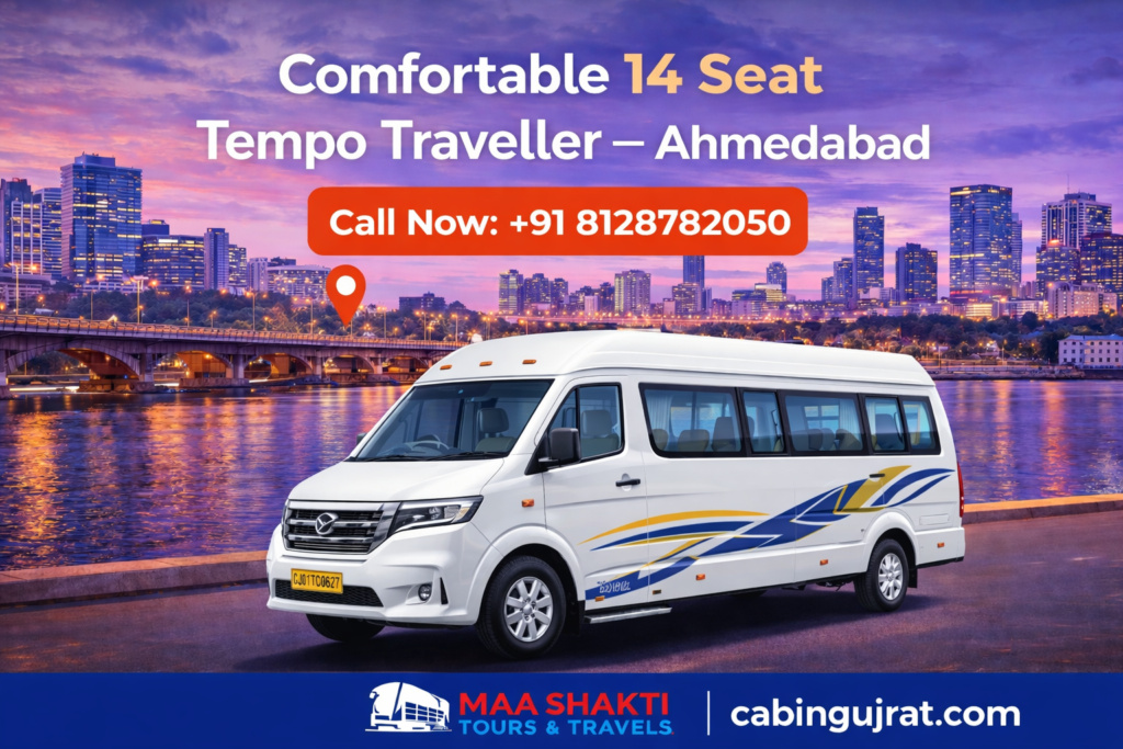 14 Seat Tempo Traveller Ahmedabad – Premium Group Travel Solutions by Cabin Gujrat
